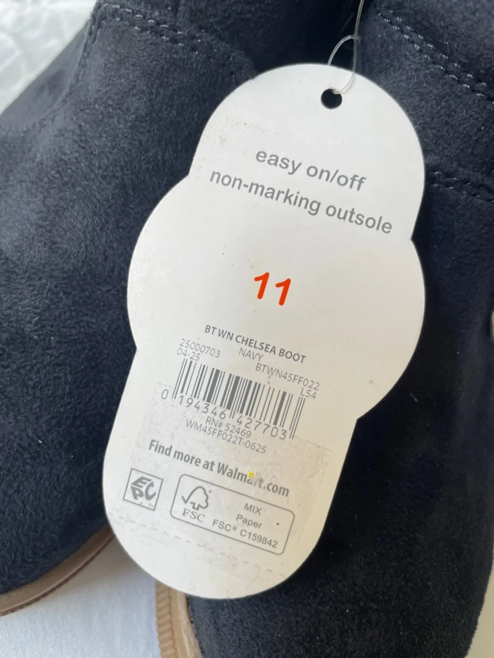 wonder nation Navy Suede Chelsea Boot with Tan Sole